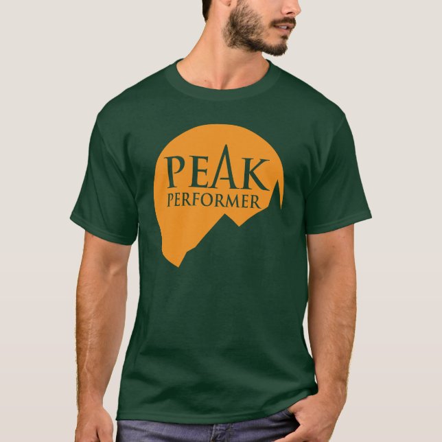 Camiseta Peak Performer significa naranja del logo en verde (Anverso)