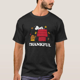 Camiseta Peanus Snoopy Agradeciendo a Turquía con hojas de