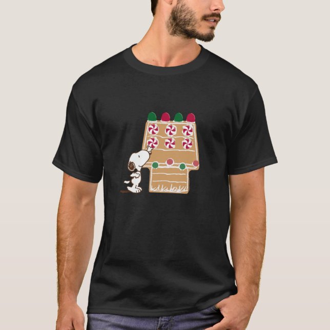 Camiseta Peanuts Christmas Snoopy Reaching For Candy Cane  (Anverso)