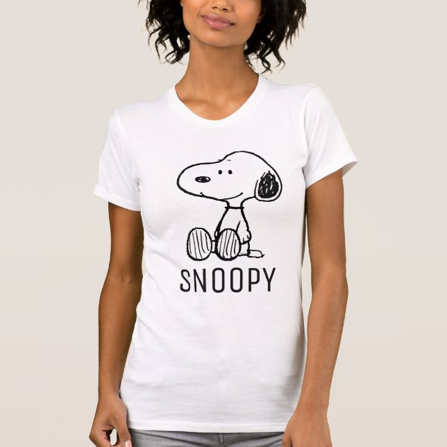 Camiseta PEANUTS | Snoopy on Black White Comics (Anverso)