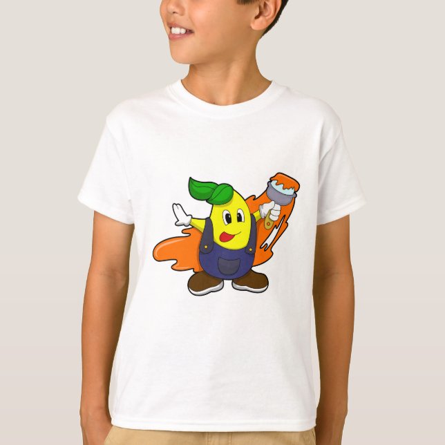 Camiseta Pear como pintador con pincel de pintura (Anverso)