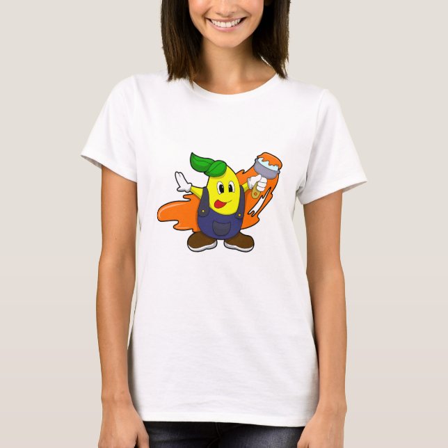 Camiseta Pear como pintador con pincel de pintura (Anverso)