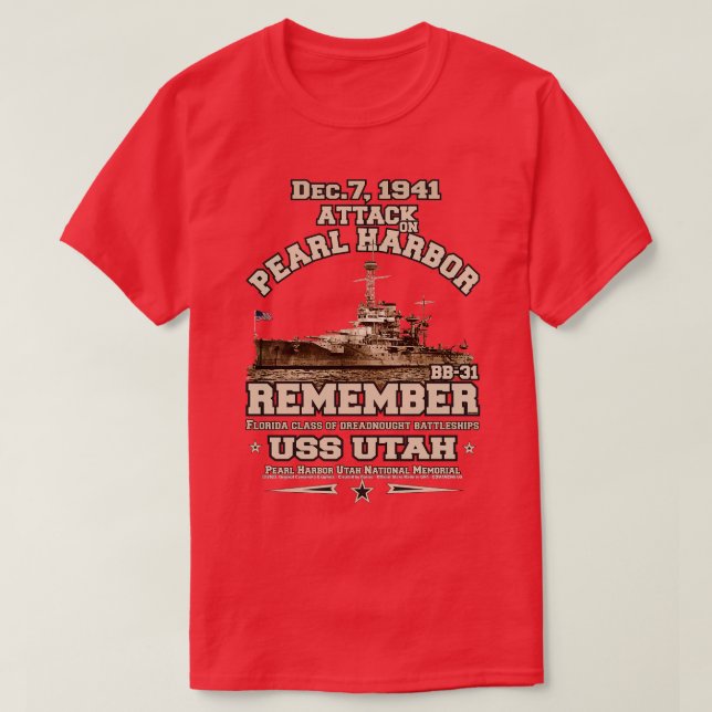 Camiseta Pearl Harbor USS Utah BB31 (Diseño del anverso)