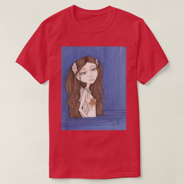 Camiseta Pearl Mermaid fantasy big eyes art (Diseño del anverso)