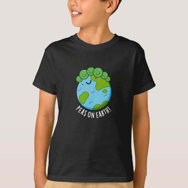 Camiseta Peas On Earth Funny Veggie Peace Pun Dark BG (Anverso)