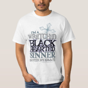 Camiseta pecador hearted negro desgraciado ahorrado por la