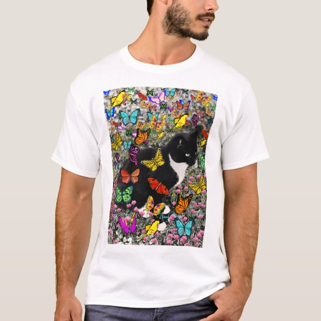 Camiseta Pecas en las mariposas - gatito del smoking (Anverso)