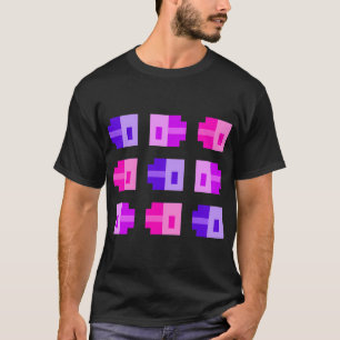 Camiseta Pececitos de píxeles diminutos, rosa morado índigo