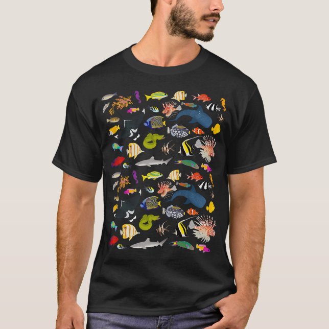 Camiseta Peces de arrecife tropical (oscuro) (Anverso)