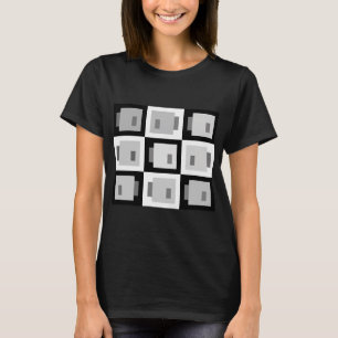 Camiseta Peces de píxeles súper simples, blanco y negro