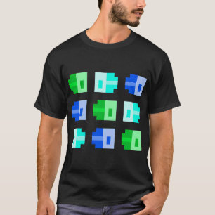 Camiseta Peces diminutos píxel, verde cyan azul
