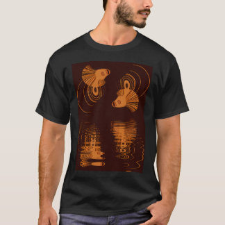 Camiseta peces dorados naranjas brillantes gemelos con rizo