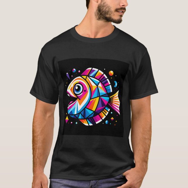 Camiseta Peces geométricos coloridos (Anverso)