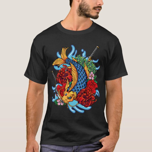 Camiseta peces koi coloridos (Anverso)