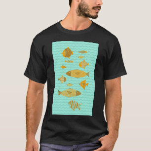 Camiseta Peces nadando en un mar azul