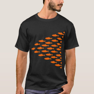 Camiseta peces naranjas gráficos nadan en un triángulo