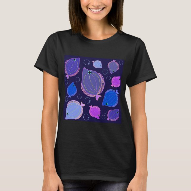 Camiseta Peces sobre negro (Anverso)