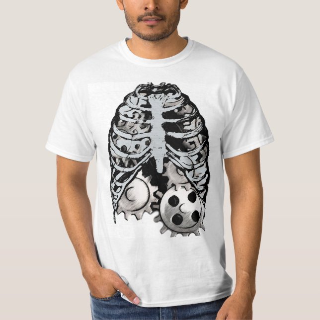 Camiseta Pecho punky de Steampunk con los engranajes (Anverso)