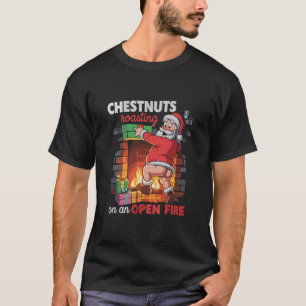 Camiseta Pechos Nueces Asándose Divertido Travieso Santa Su