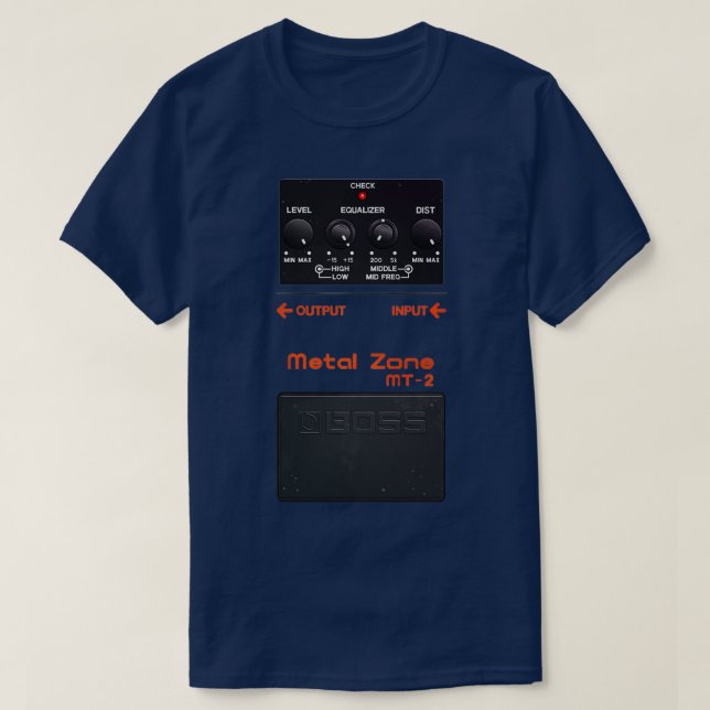 Camiseta Pedal de guitarra de zona metalizado (Diseño del anverso)