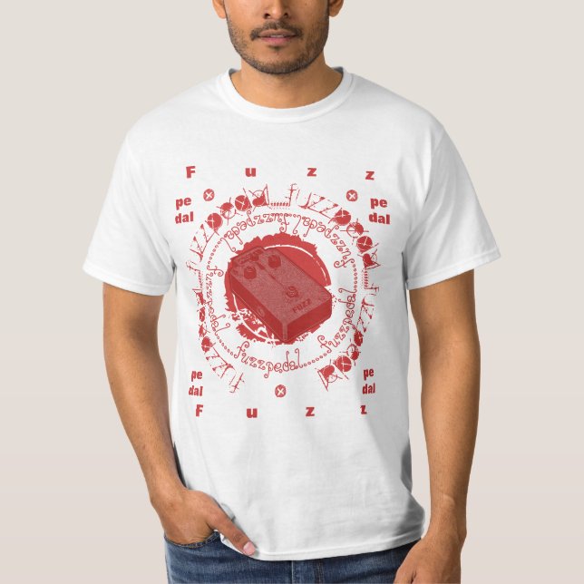Camiseta Pedal de la pelusa de la guitarra, collage blanco (Anverso)