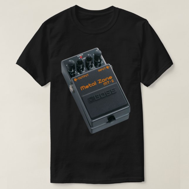 CAMISETA PEDAL METALIZADO DE LA GUITARRA DE LA ZONA (Diseño del anverso)
