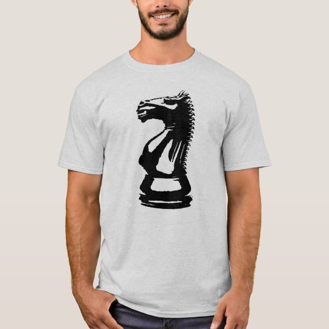 Camiseta Pedazo de ajedrez del caballero negro (Anverso)
