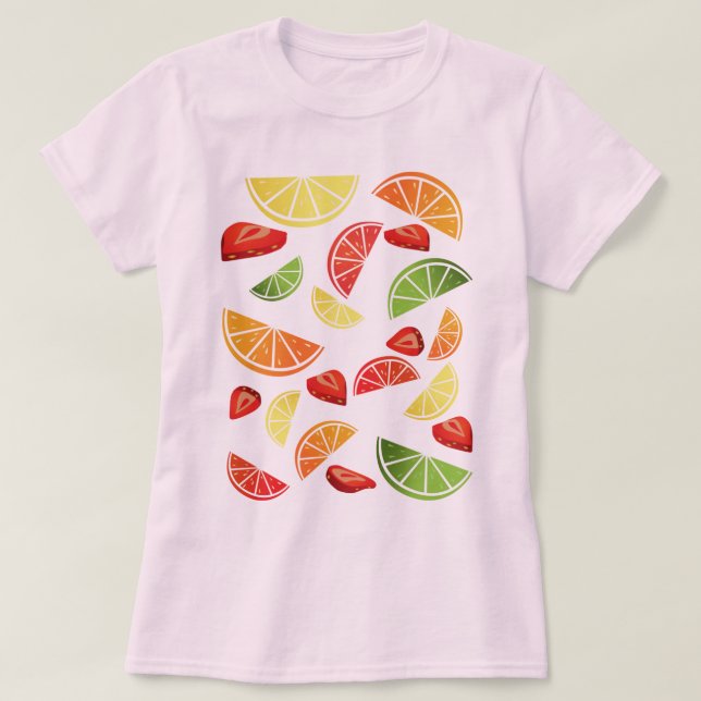 Camiseta Pedazos de la fruta (Diseño del anverso)