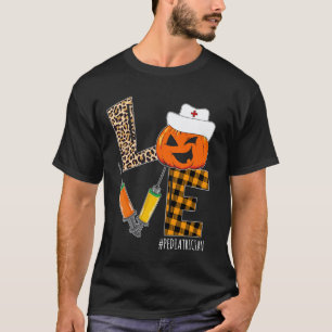 Camiseta Pediatra Halloween Calabaza Leopardo Amor Enfermer