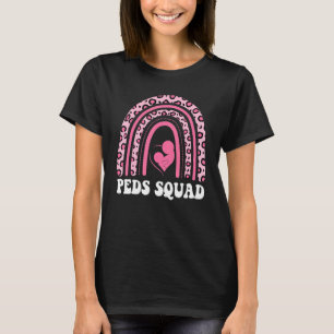 Camiseta Pediatra pediátrica Peds Squad Leopard Rainbow