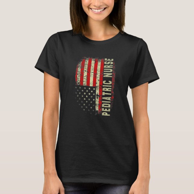 Camiseta Pediatric Nurse 4th Of July US Flag Patriotic Nurs (Anverso)
