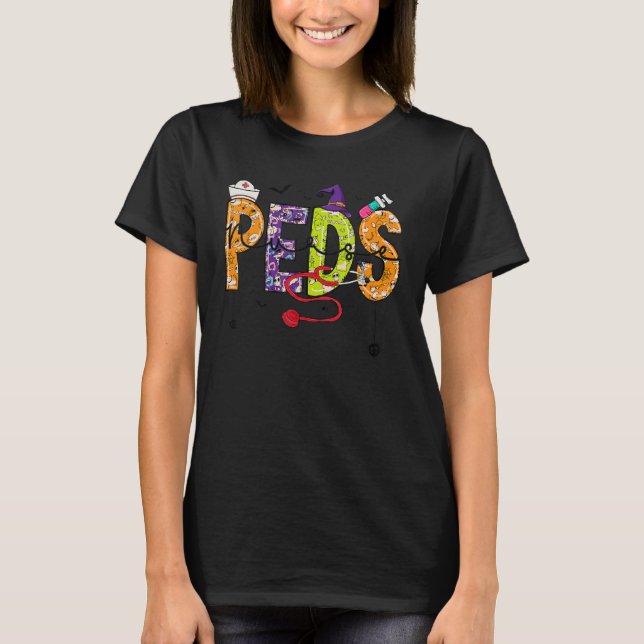 Camiseta Pediatric Nurse Halloween Pediatric Nursing  Peds  (Anverso)