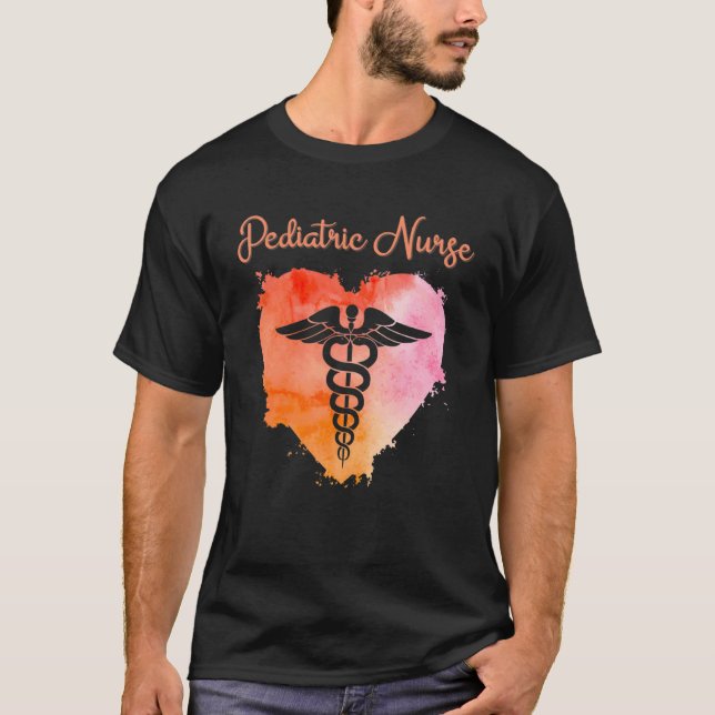 Camiseta Pediatric Nurse  Nurses Nursing Graduation Caduceu (Anverso)