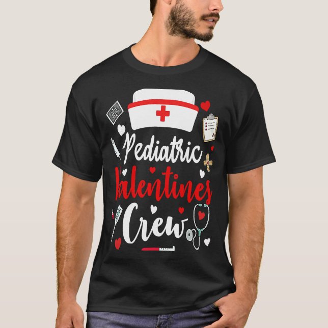 Camiseta Pediatric Nurse Valentines Crew  Valentines Day Nu (Anverso)