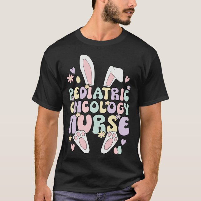 Camiseta Pediatric Onc Nurse Easter Bunny Ped Oncology East (Anverso)