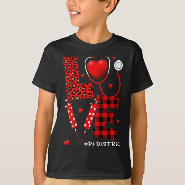 Camiseta Pediatric Peds Nurse Valentines Day Love Heart Ste (Anverso)