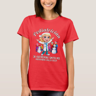 Camiseta PEDIATRICIAN XMAS Prescribing Smiles Daily! RED