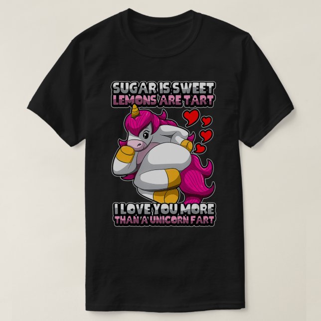 Camiseta Pedo de Unicornio Divertido Corazones Frase (Diseño del anverso)