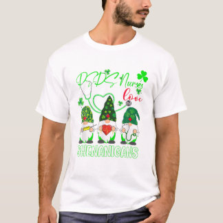 Camiseta PEDS Nurses Love Shenanigans Funny Gnomes St Patri
