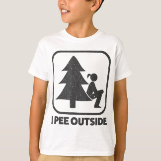 Camiseta Pee Afuera Rótulo Chica Divertido Camping Senderis