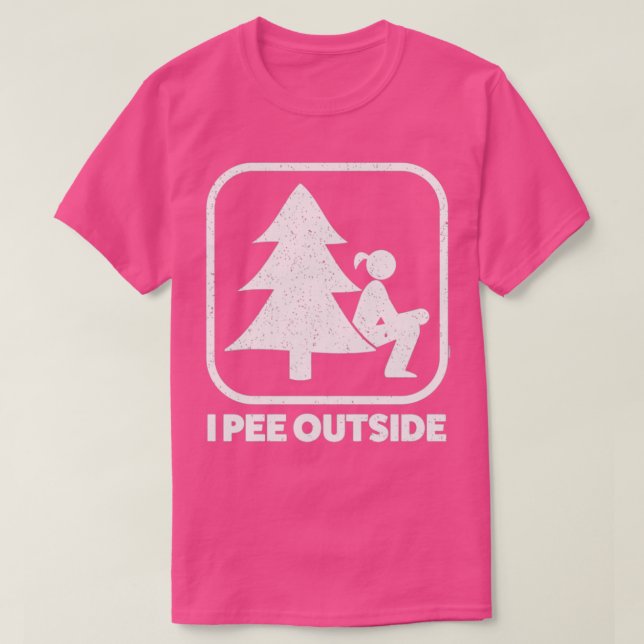 Camiseta Pee Afuera Rótulo Chica Divertido Camping Senderis (Diseño del anverso)
