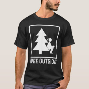 Camiseta Pee Afuera Rótulo Chica Divertido Camping Senderis