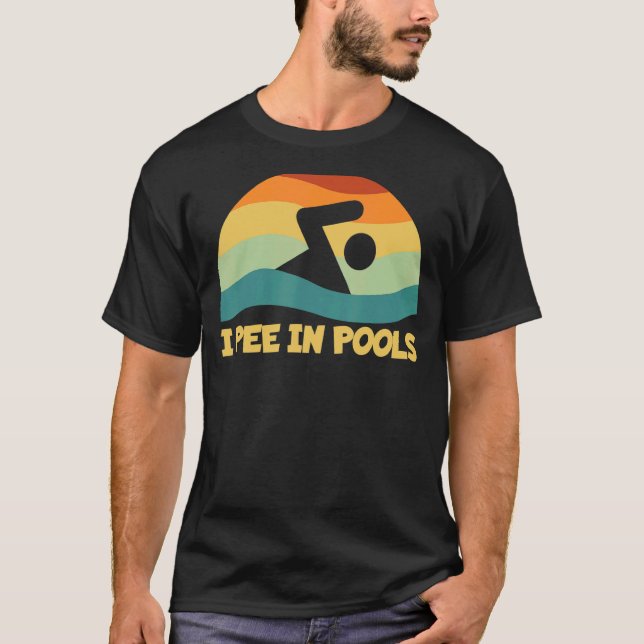 Camiseta Pee En Las Piscinas Humor De Vacaciones Retro Nada (Anverso)