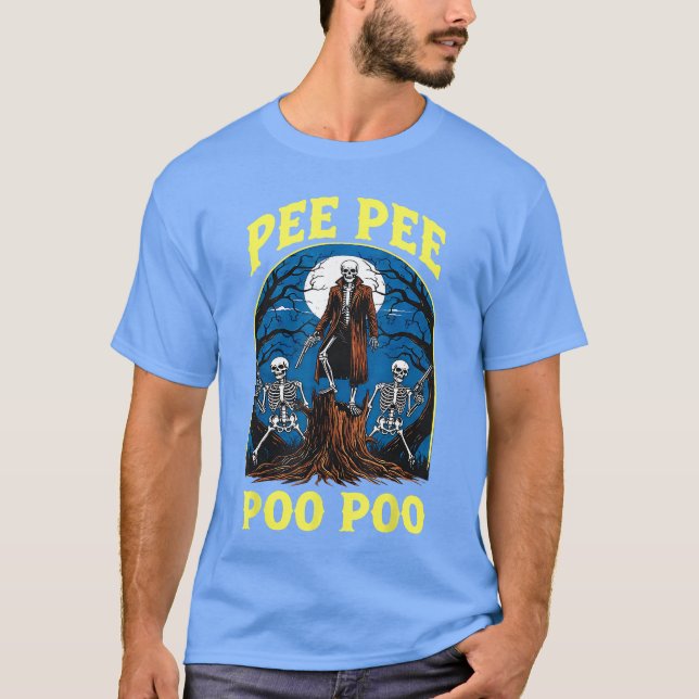 Camiseta Pee Pee Poo Poo Cursed Gen Z Meme Funny Skeleton W (Anverso)