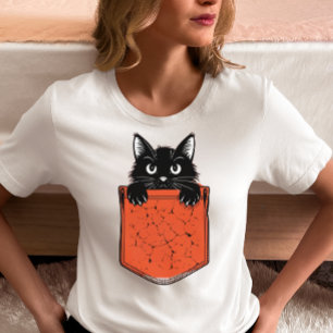Camiseta Peekaboo Black Cat Pocket 