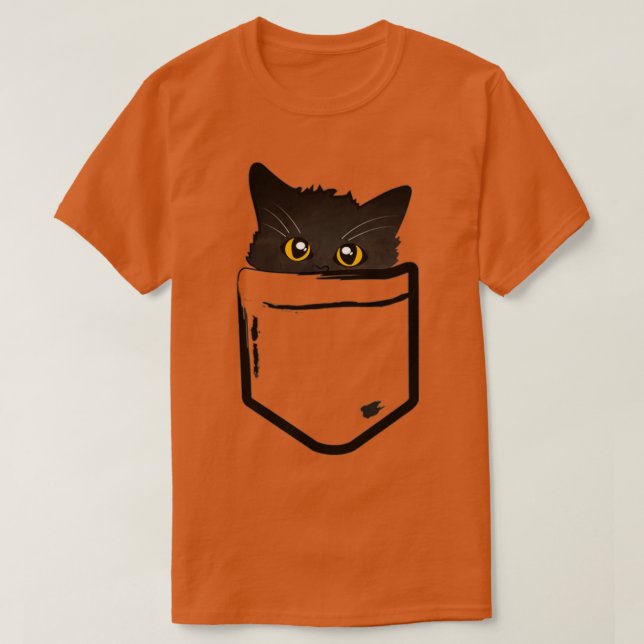 Camiseta Peekaboo Black Pocket Kitten (Diseño del anverso)