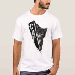 Camiseta Peeking Cat Graphic Design – Modern Artistic Cat I
