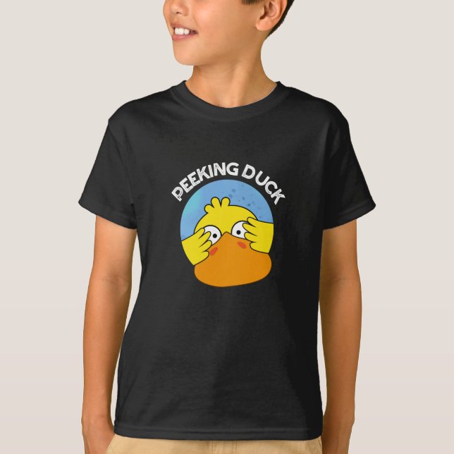 Camiseta Peeking Duck Gracioso Animal Chino Dish Pun Dark B (Anverso)