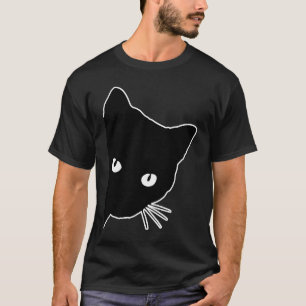 Camiseta Peeking lindo gato negro Peekaboo Kitten para gato