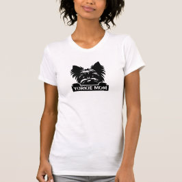 Camiseta Peeking Yorkie Black Silhouette Yorkie Mom